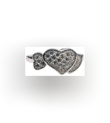 Inel, Jolie Silver, Argint 925 Inimi cu Pietre M 49