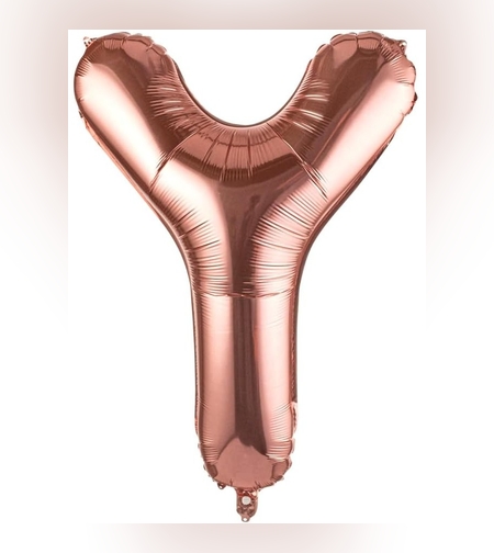 Balon Folie Metalizata Litera Y, Flippy, 80 cm, Umflati cu Heliu sau Aer, Ambalaj Individual, Pai inclus, Rose Gold