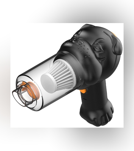 Aspirator Auto 4 in 1 Portabil fara Fir, Flippy, 120W, Autonomie 1-3 h, 2 Viteze, Aspirare Umeda/Uscata, Functia de Sulfare/Umflare, Negru