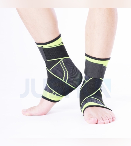 Orteza pentru Glezna, Flippy, cu Benzi Elastice de Fixare, 24 x 10.5 cm, din Nailon, Negru/Verde