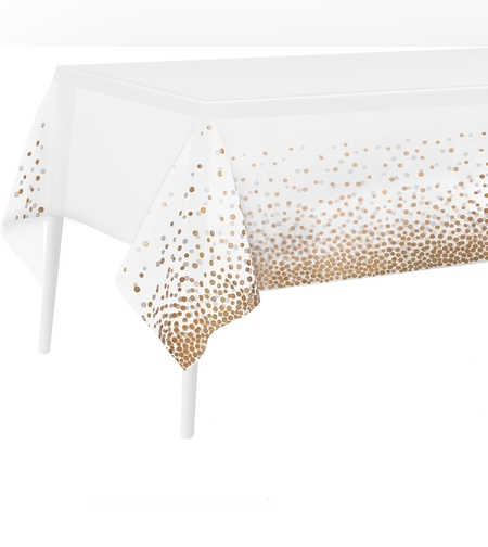 Fata de Masa, Flippy, din PEVA, Imprimeu Buline, 137 x 274 cm, Impermeabila, Fara Pete, Curatare Rapida, Maro