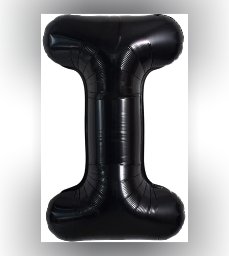 Balon Folie Metalizata Litera I, Flippy, 40 cm, Umflati cu Heliu sau Aer, Ambalaj Individual, Pai inclus, Negru