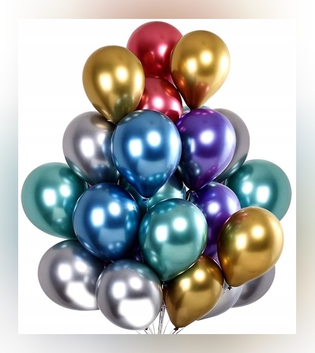 Set 50 Baloane din Latex Chrome, Flippy, Model Party, 23 cm, Multicolor, 2.2 g