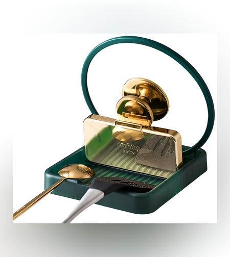 Suport Pliabil, Flippy, pentru Capace, Linguri, Multifunctional, Plasare pe Blatul de Bucatarie, 18.9x16.2x2.6 cm, Verde