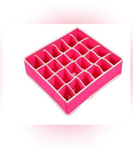 Cutie De Depozitare, Flippy, Pentru Lenjerie, Sosete Si Sutiene, Material Textil, 24 Compartimente, 32 x 32 x 10 cm, Culoare Roz