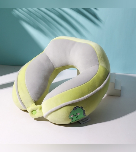 Perna de Calatorie, Flippy, Pentru Gat si Cap, Umplutura din Bumbac, 28x28x10 cm, cu Model Brodat Crocodil Verde