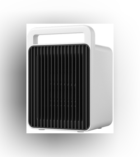 Mini Aeroterma, Flippy, Mini Radiator Electric, Putere 900 W, Buton cu 2 Trepte de Temperatura, Inchidere Automata, cu Maner de Prindere, 15x10.3x21 cm, Alb/ Negru