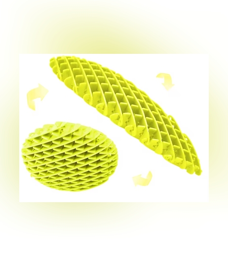 Jucarie Worm Fidget de Decompresie, Flippy, Anti Stres, Dimensiune Compacta 10 cm, Dimensiune Extinsa 24.5 cm, Galben