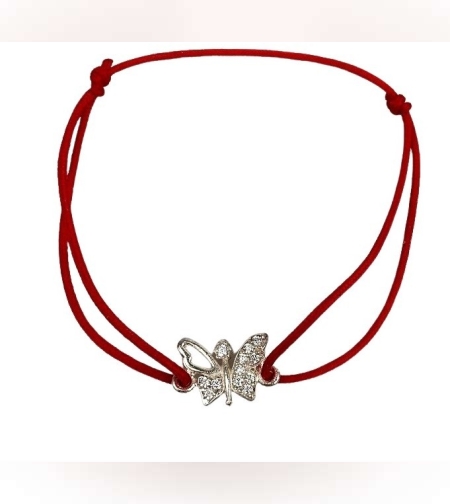 Bratara Snur Reglabil, Argint 925, Fluture Cu Pietre, Jolie Silver, 0.6 g, 1.5 cm x 1 cm