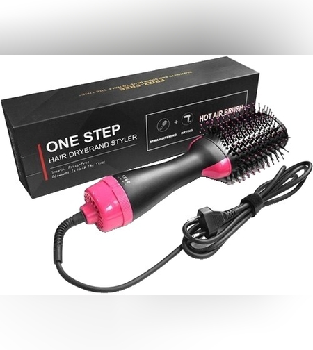 Perie Electrica de Par Fixa, Flippy, pentru Volum, Ceramica, 3 Setari de Temperatura, 1000W, pentru Toate Tipurile de Par, Negru-Roz