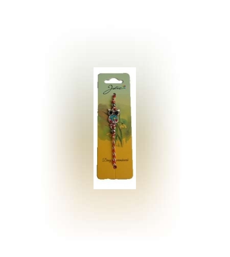 Bratara cu Snur Alb- Rosu si Pandantiv Bufnita