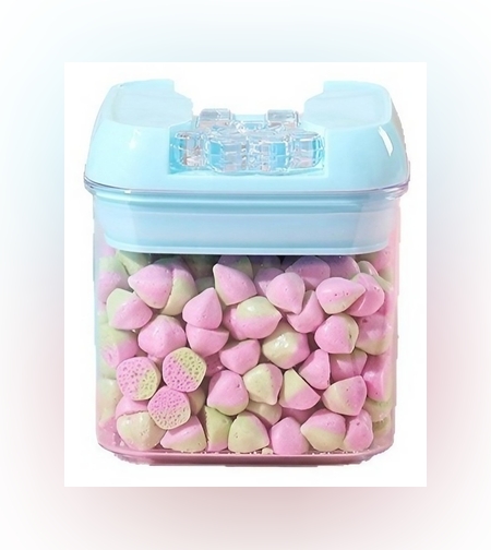 Cutie de Depozitare Alimente, Flippy, 0.5L, Capac Albastru, din PP+PET, Inchidere Ermetica, 10 x 10 x 10.5 cm, Transparent