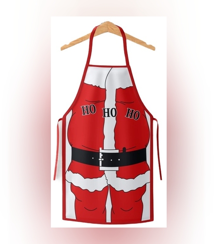 Sort de Bucatarie Decorativ, Flippy, Tema Craciun, 50 x 70 cm, Model HO HO HO, din Poliester, Rosu