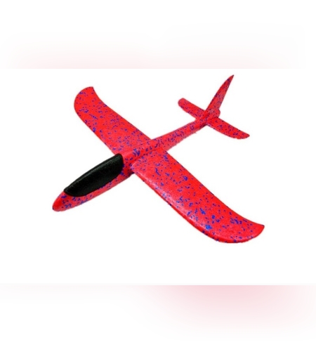 Avion planor din polistiren in punga , lungime 47 cm , Rosu , Flippy