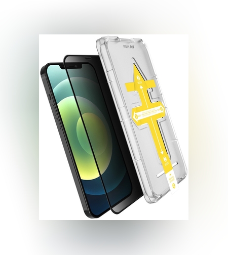 Set 2 folii sticla securizata cu sistem de montare usor si rapid Full Cover 3D Privacy Flippy compatibila cu Apple iPhone 13 Pro Max