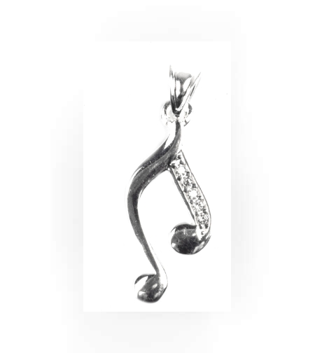 Pandantiv Nota muzicala cu pietre, Argint 925, 2 x 1 cm