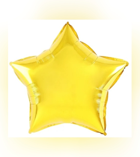 Balon din Folie Metalizata, Flippy, Figurina Stea, Model Simplu, Tematica Aniversare, 40 cm, Ambalaj Individual, Pai Inclus, Umflare cu Aer sau Heliu, Auriu