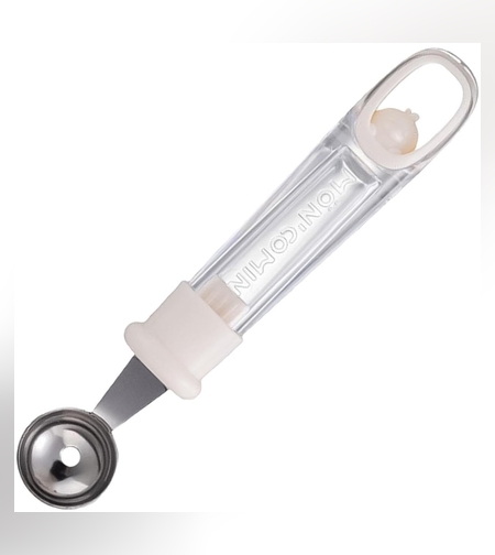 Lingura pentru Bile de Fructe, Flippy, Scobitor Fructe, Ustensila Multifunctionala pentru Fructe, Accesoriu de Bucatarie, Lingura Antialunecare pentru Salata de Fructe, 17.6 x 2.9 cm, Bej