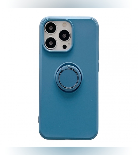 Husa protectie Flippy compatibila cu Samsung A21S Liquid Silicone Ring cu suport rotativ Albastru