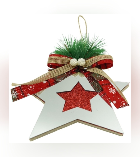 Ornament brad, Flippy, Stea, Argintiu, Lucios, 14*17CM, Acril, Interior/ Exterior