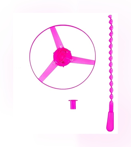 Jucarie Disc Zburator, Distractiv pentru Copii, Flippy, Aruncator Manual din Plastic, cu Lumini, Roz