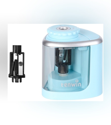 Ascutitoare Electrica Semi-Automata, Flippy, din Plastic, Baterii 2 x AA (neincluse), 6.5 x 6.5 x 7.5 cm, Albastru