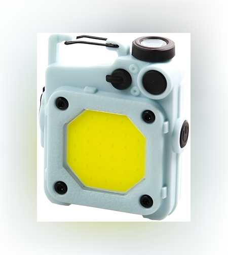 Lanterna Mini de Buzunar Tip Breloc, Flippy, Incarcare prin USB Type C, Multifunctionala, pentru Exterior, Camping, Alpinism, Ciclism, Mini Lanterna Elvis, 6.1 x 5 x 2.5 cm, Lumina Puternica, Culoare Albastru