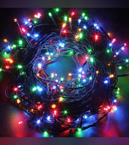 Instalatie Craciun Turturi, IP44, 5 m, 143 Led-uri ,Perdea Franjurata, Multicolor, 8 jocuri de lumini, Transformator 31 V, Putere 9 W, Interconectabila, Interior/Exterior, Prelungitor 3 m inclus, Fir Transparent, Flippy