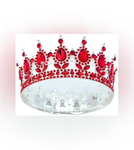 Diadema, Flippy, din Aliaj, cu Cristale, Accesoriu Par, Aniversare, Nunta, Petrecere, 15.5 x 5.3 cm, Rosu