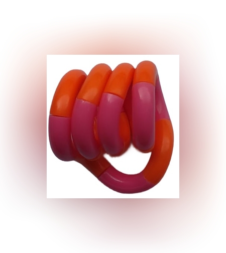 Jucarie Senzoriala Antistres, Flippy, Fidget Twist, cu Miscari Infinite de Decompresie, 2 Culori, Portocaliu/Roz, + 3 ani