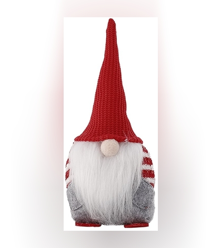 Ornament de Craciun Spiridus, Caciula Rosie Impletita, Flippy, Material Textil, 25 cm, Multicolor