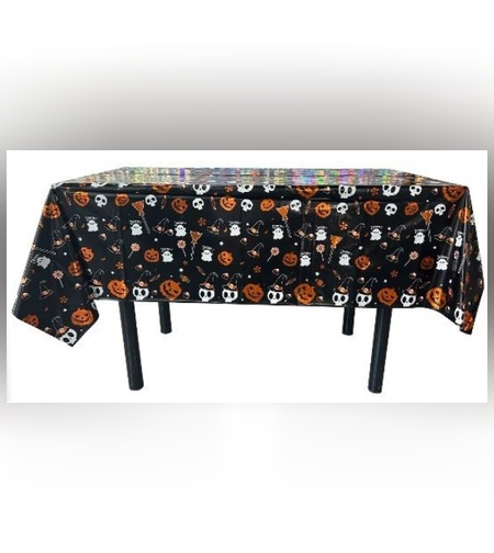 Fata de Masa, Flippy, din Folie, Imprimeu Halloween - Boo, 137 x 183 cm, Negru