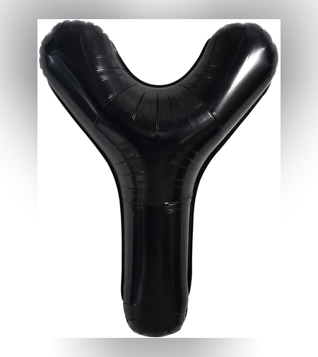 Balon Folie Metalizata Litera Y, Flippy, 40 cm, Umflati cu Heliu sau Aer, Ambalaj Individual, Pai inclus, Negru