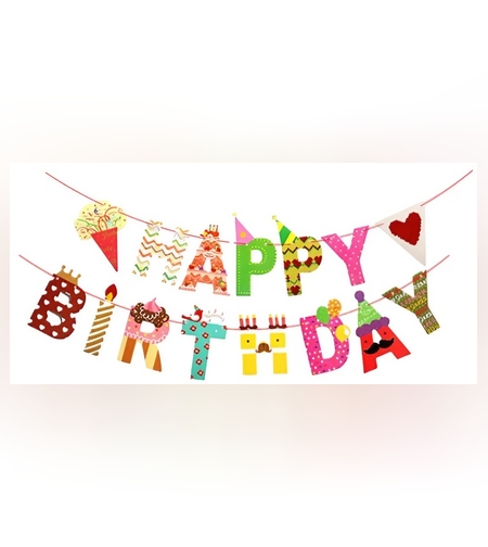 Banner Happy Birthday 100x200 cm, Flippy, Rola de Ata Inclusa, Tematica Candy, Multicolor