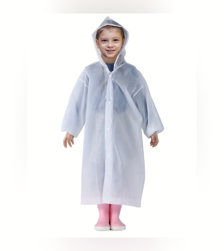 Pelerina de Ploaie, Flippy, pentru Copii 100-145 cm, din EVA, Impermeabila, Inchidere cu Capse, Alb