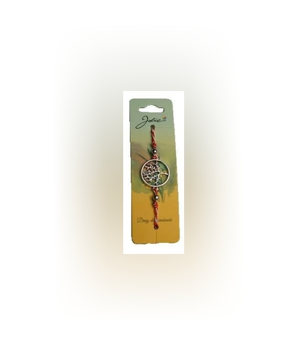 Bratara Jolie cu Snur Alb-Rosu si Pandantiv Copac Mare