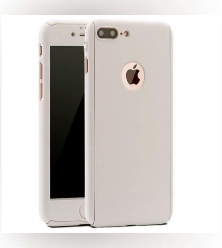 Husa Apple iPhone 7 Plus Full Cover 360 Argintiu + Folie de protectie