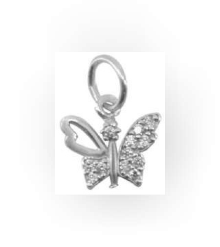 Pandantiv, Jolie Silver, Argint 925, Model Fluture Cu Pietre, 0.5 g, 1 x 1 cm