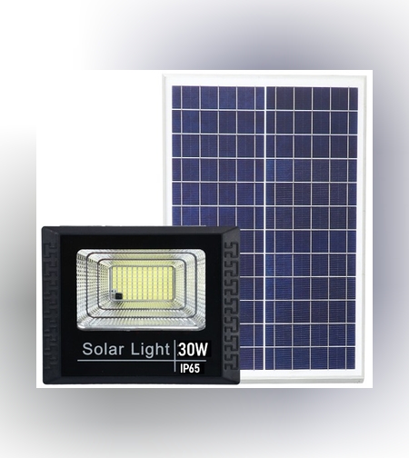 Proiector LED SMD 30W cu incarcare solara Flippy, panou solar, cu telecomanda, suport prindere, material ABS, 1.2AH, 100 LED-uri, 93Lm, 11.8x21 cm, negru