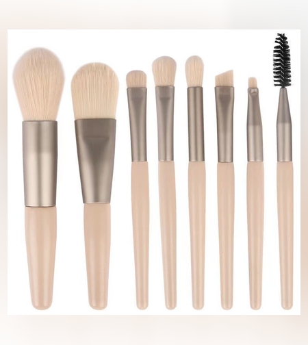 Mini set portabil 8 pensule de machiaj Bej, Flippy