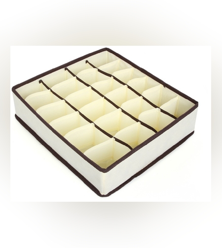 Cutie De Depozitare, Flippy, Pentru Lenjerie, Sosete Si Sutiene, Material Textil, 24 Compartimente, 32 x 32 x 10 cm, Culoare Bej