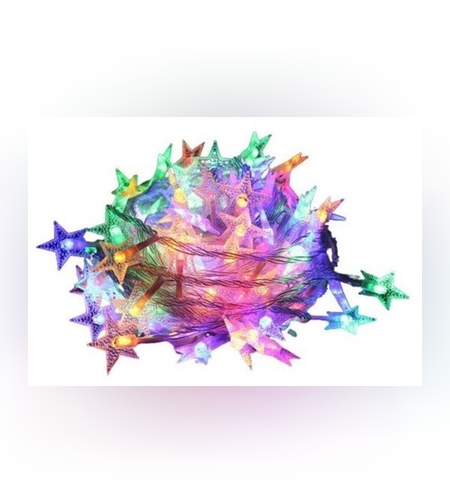 Instalatie Craciun, Alimentare prin USB, 6 metri, 40 LED-uri tip Stea, fir Transparent, Multicolor, Flippy