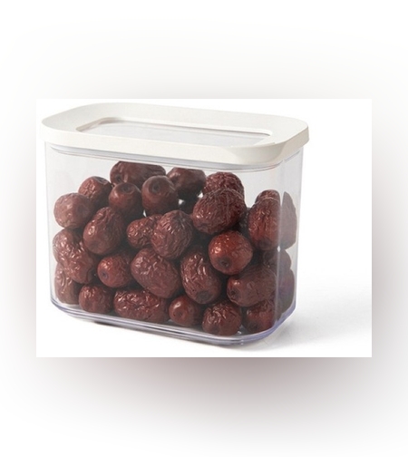 Cutie de Depozitare Alimente, Flippy, 1L, Capac Alb, din ABS+Silicon, 14.5 x 9 x 11.3 cm, Transparent