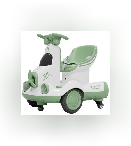 Masinuta Electrica, Flippy, pe 4 Roti, cu Telecomanda, Lumini Led si Muzica, +2 ani, Inaltime Reglabila, Verde