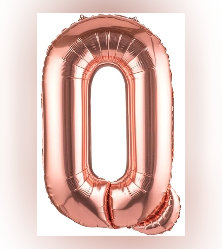 Balon Folie Metalizata Litera Q, Flippy, 80 cm, Umflati cu Heliu sau Aer, Ambalaj Individual, Pai inclus, Rose Gold