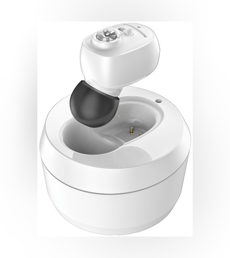 Aparat Auditiv Intraauricular In-Ear, Flippy, Amplificator de sunet pentru Auz, Minuscul Design Nou, 14 x 10 x 3.8 cm, 116 gr, Alb