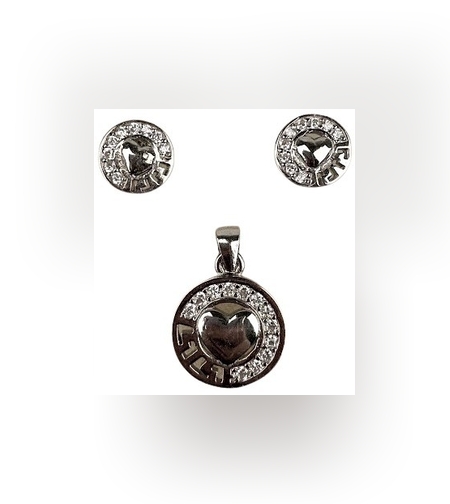 Set Argint 925 Inima in Cerc