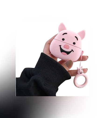 Husa AirPods cu Inel Prindere Model 1 Porc Roz