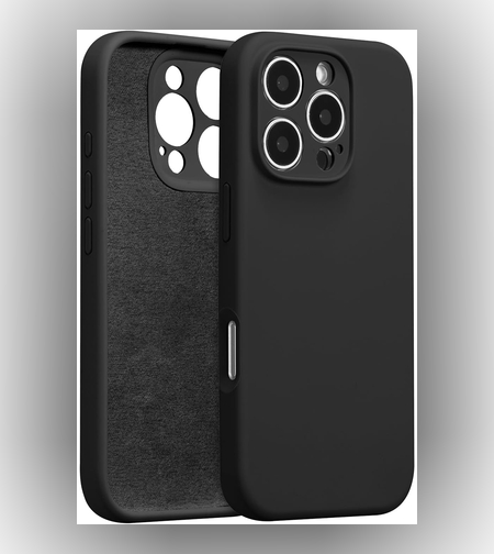 Husa de Protectie, Flippy, pentru iPhone 16 Pro Max, Liquid Silicone, cu Microfibra pe Interior, Protectie Antisoc, Compatibil Incarcare Wireless, Negru