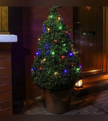 Instalatie de Craciun Liniara Yoto, 22 m, din care 1 m Prelungitor 220V, 300 LED, 8 jocuri de lumini, Controler, Utilizare Interior/Exterior, Fir Negru, multicolor